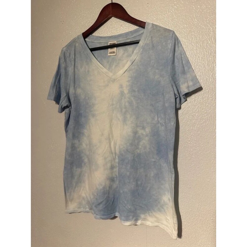 Victoria's Secret PINK Light Blue Tie Dye V-Neck Sleepwear Loungewear Tee L